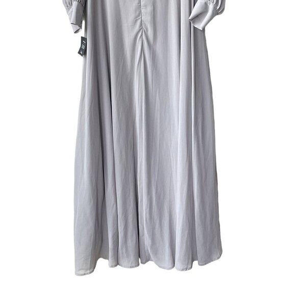 Lulus Long Sleeve Maxi Dress 2X Feel The Romance Grey Off-The-Shoulder Formal - Picture 9 of 14